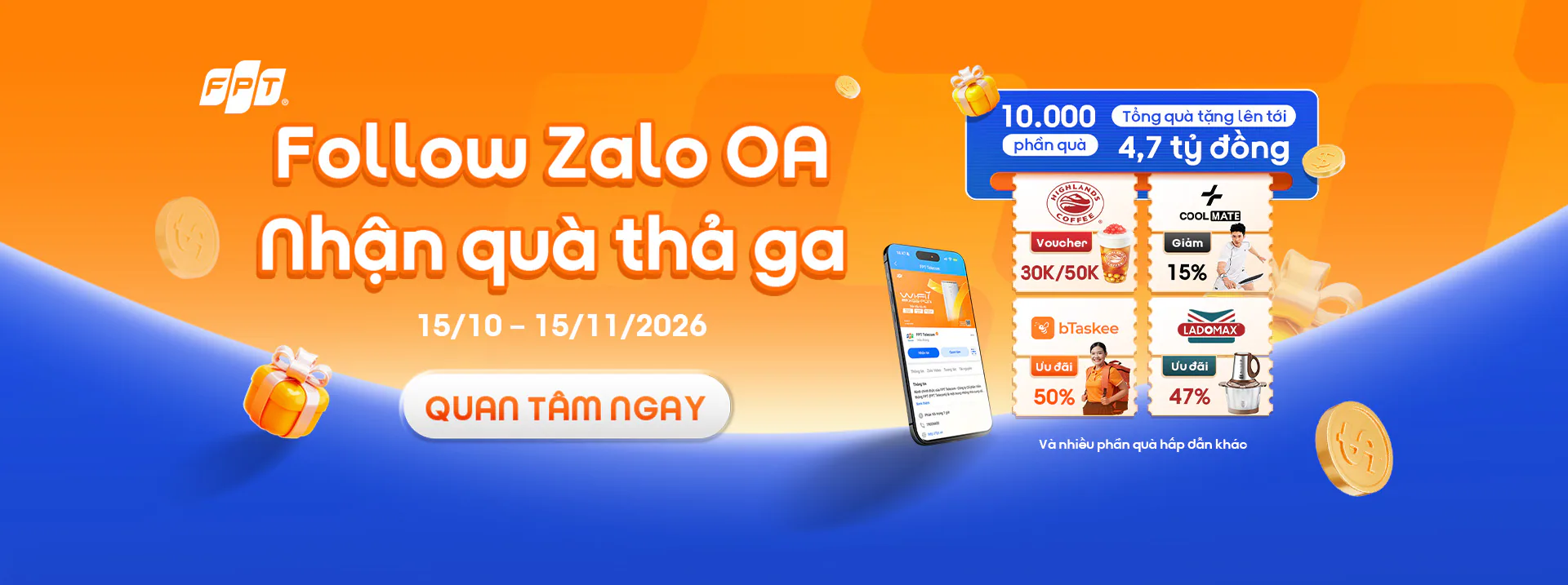 Follow Zalo OA Nhận quà thả ga